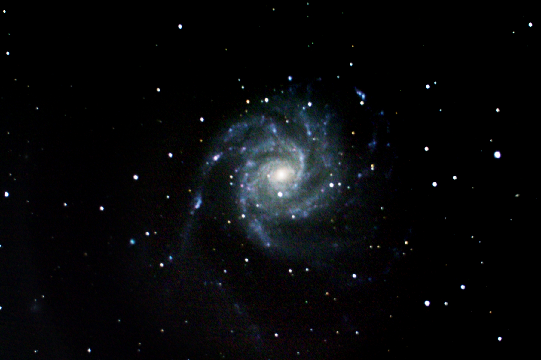 M101, Pinwheel Galaxy Before the Supernova Appeared, M101, a pinwheel galaxy. Photographed April 20, 2010 from the Beretz Observatory in Delanson, New York, USA. One year later, August 25, 2011, a supernova was spotted in the galaxy. That photograph is also in this gallery.